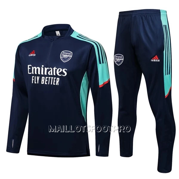 Arsenal Ensemble Sweat d'Entraînement Homme Quart-Zip 22-23 Bleu Vert