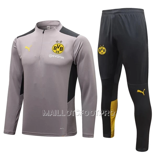 BVB Borussia Dortmund Ensemble Sweat d'Entraînement Homme Quart-Zip 22-23 Gris Clair