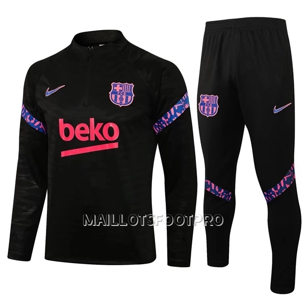 FC Barcelone Ensemble Sweat d'Entraînement Enfant Quart-Zip 22-23 Noire