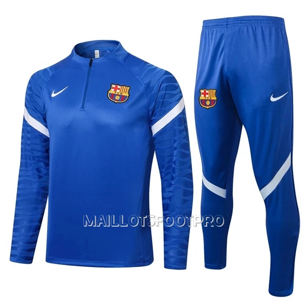 FC Barcelone Ensemble Sweat d'Entraînement Homme Quart-Zip 22-23 Bleu Blanc