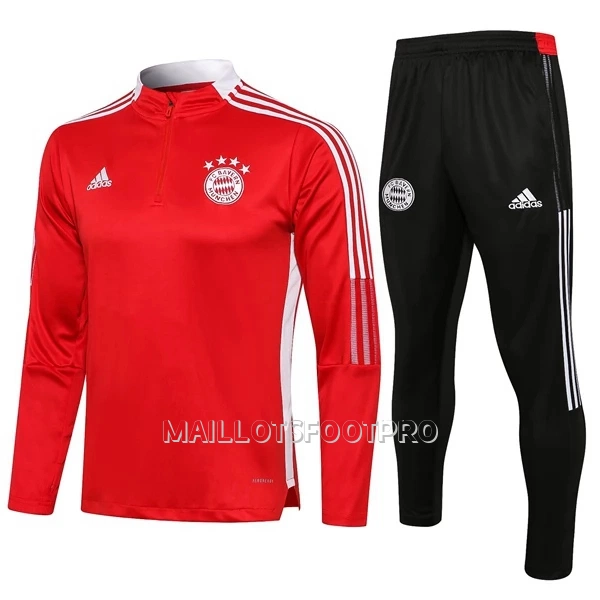 FC Bayern Munich Ensemble Sweat d'Entraînement Enfant Quart-Zip 22-23 Rouge