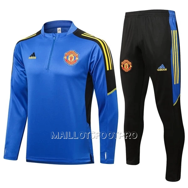 Manchester United Champions League Ensemble Sweat d'Entraînement Enfant Quart-Zip 22-23 Bleue