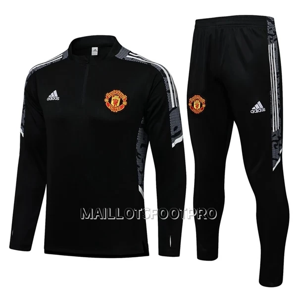 Manchester United Champions League Ensemble Sweat d'Entraînement Homme Quart-Zip 22-23 Noir Blanc