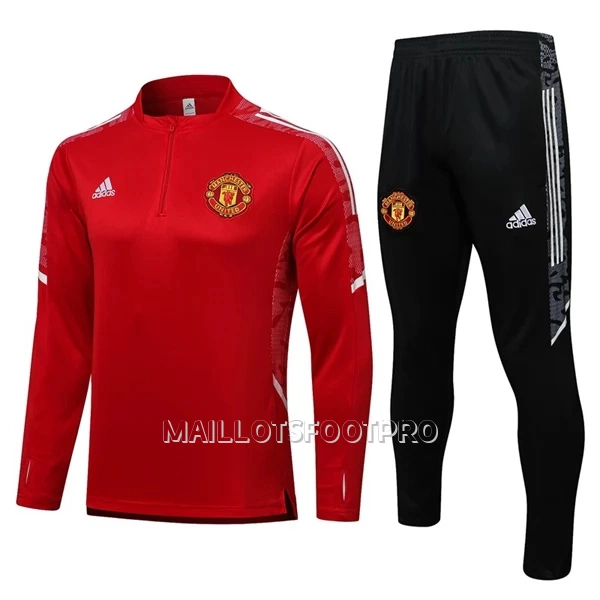 Manchester United Champions League Ensemble Sweat d'Entraînement Homme Quart-Zip 22-23 Rouge Blanc