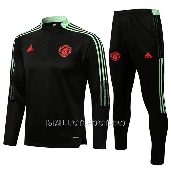 Manchester United Ensemble Sweat d'Entraînement Enfant Quart-Zip 22-23 Noire