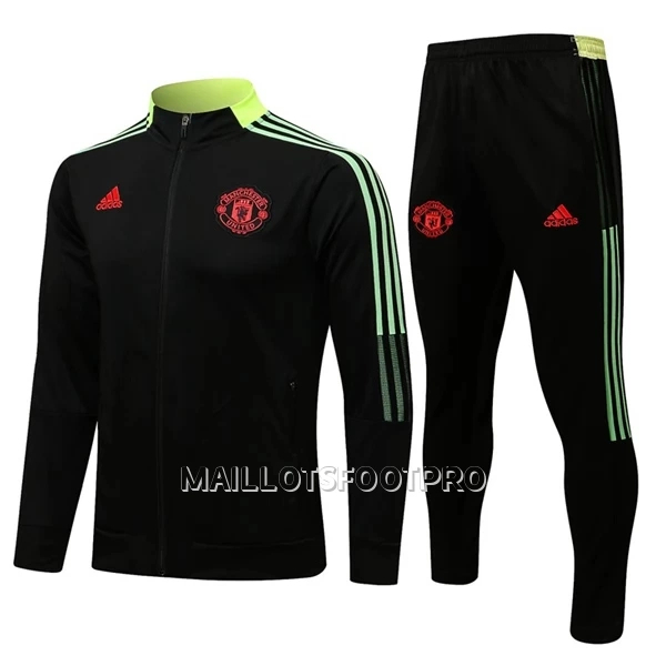 Manchester United Ensemble Vestes d'Entraînement Enfant 22-23 Noir Jaune