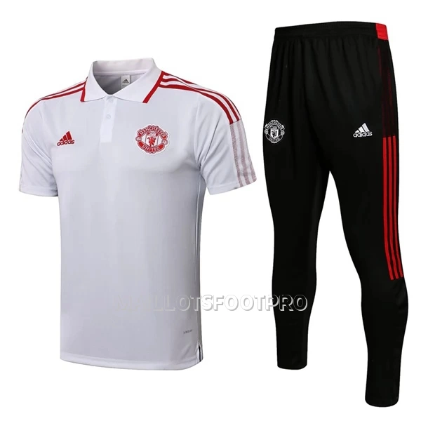 Manchester United Polo d'Entraînement Homme 22-23 Blanc Rouge Blanc