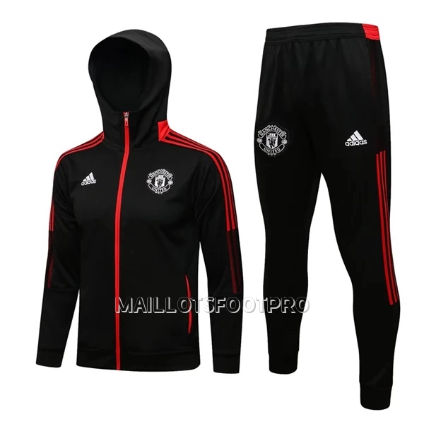 Manchester United Veste à Capuche Homme 22-23 Noir Rouge