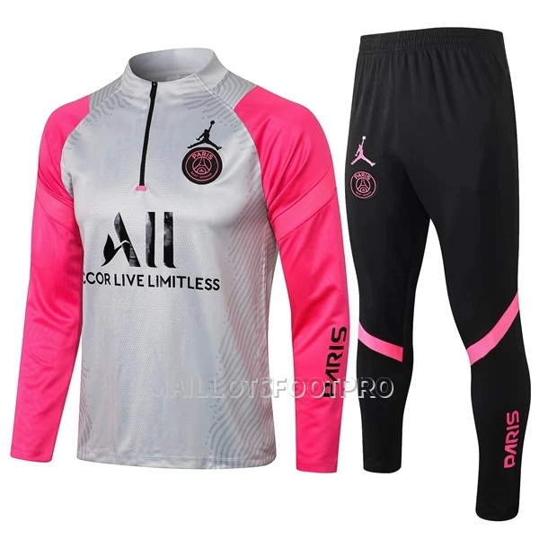 Paris Saint-Germain Ensemble Sweat d'Entraînement Enfant Quart-Zip 22-23 Gris Clair Rose