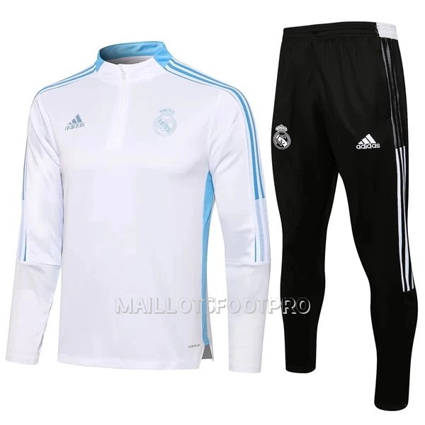 Real Madrid Ensemble Sweat d'Entraînement Enfant Quart-Zip 22-23 Blanche