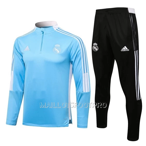 Real Madrid Ensemble Sweat d'Entraînement Enfant Quart-Zip 22-23 Bleu Clair