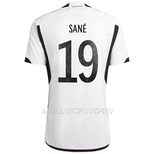 Maillot Allemagne Sane 19 Homme Domicile Coupe du Monde 2022