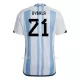 Maillot Argentine Dybala 21 Homme Domicile Coupe du Monde 2022