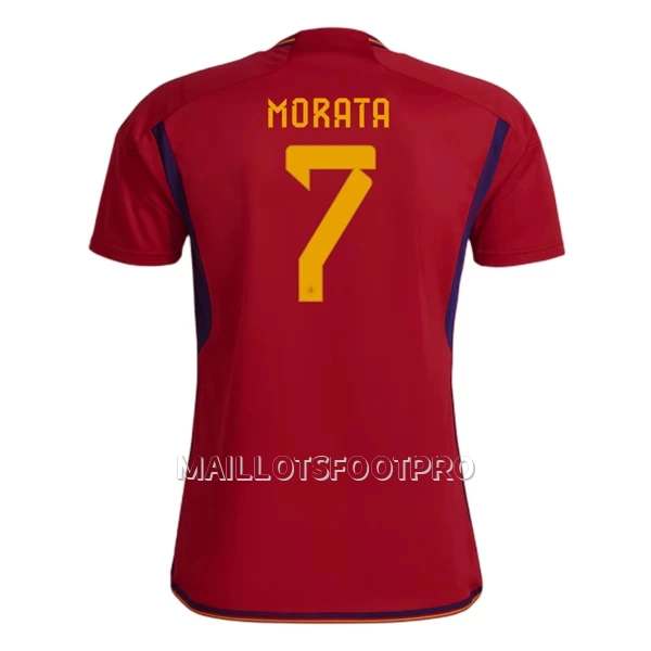 Maillot Espagne Morata 7 Homme Domicile Coupe du Monde 2022