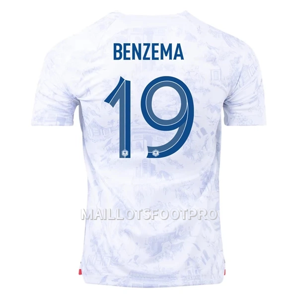 Maillot France Benzema 19 Homme Extérieur Coupe du Monde 2022