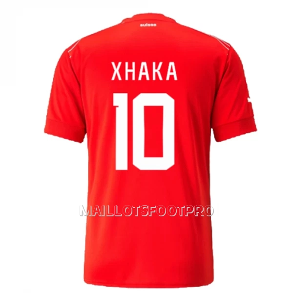 Maillot Suisse Xhaka 10 Homme Domicile Coupe du Monde 2022