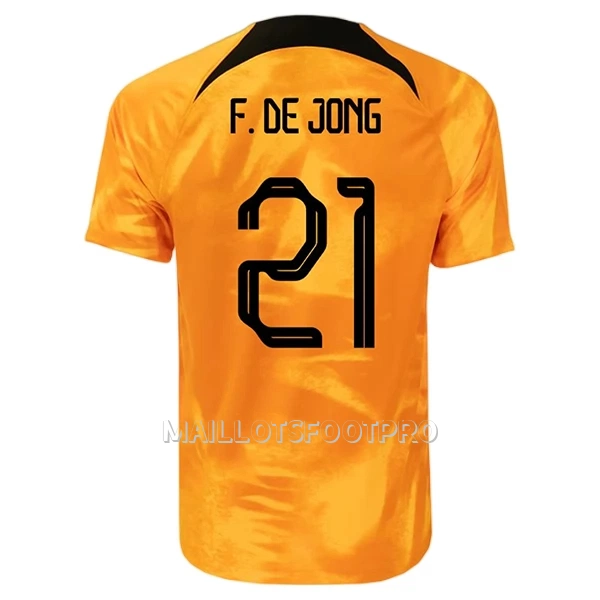 Maillot Pays-Bas Frenkie de Jong 21 Homme Domicile Coupe du Monde 2022