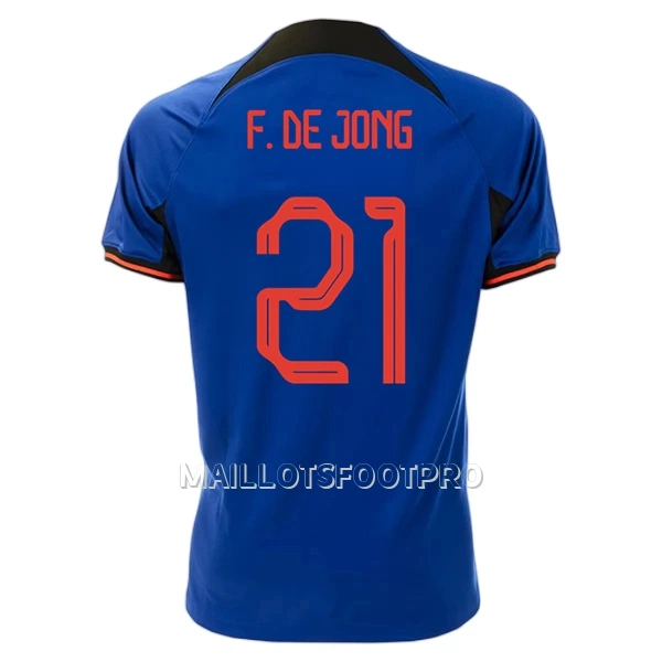 Maillot Pays-Bas Frenkie de Jong 21 Homme Extérieur Coupe du Monde 2022