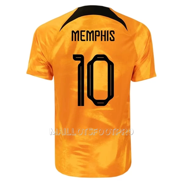 Maillot Pays-Bas Memphis 10 Homme Domicile Coupe du Monde 2022