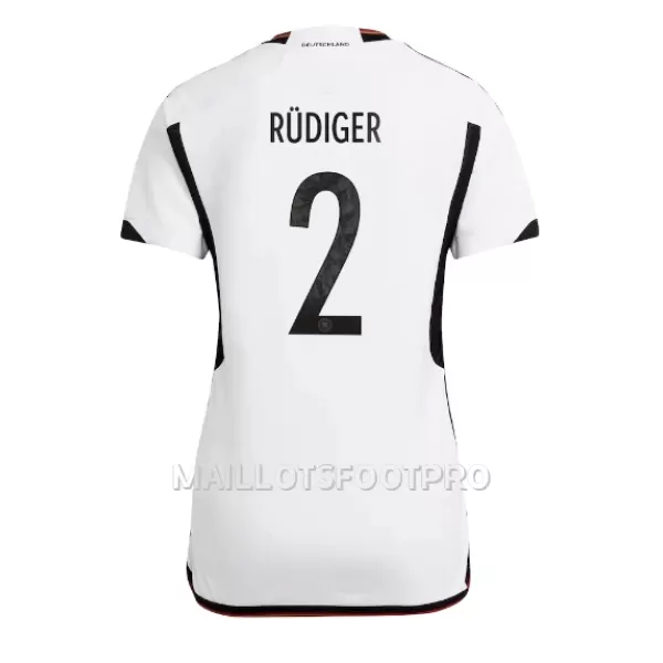 Maillot Allemagne Antonio Rudiger 2 Femme Domicile Coupe du Monde 2022