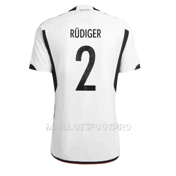 Maillot Allemagne Antonio Rudiger 2 Homme Domicile Coupe du Monde 2022