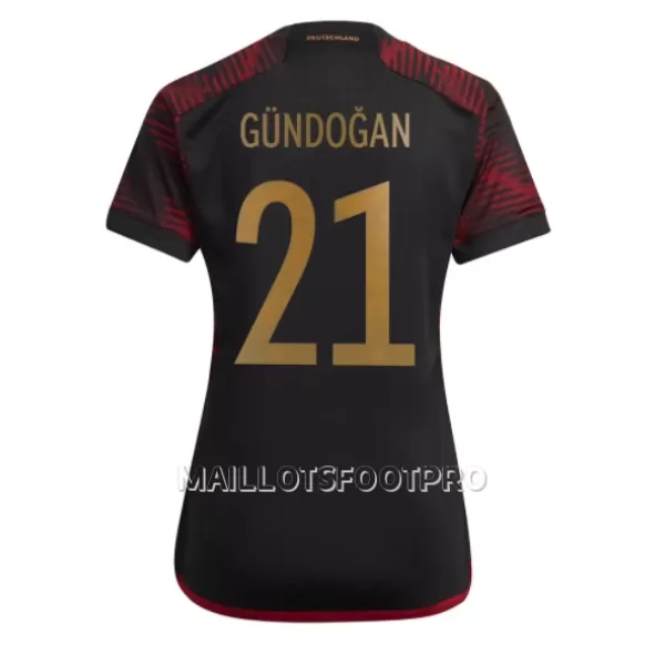 Maillot Allemagne Ilkay Gundogan 21 Femme Extérieur Coupe du Monde 2022