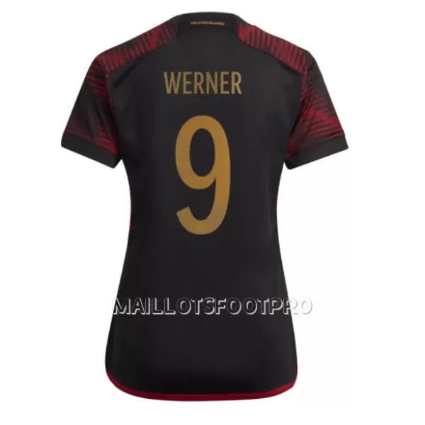 Maillot Allemagne Timo Werner 9 Femme Extérieur Coupe du Monde 2022