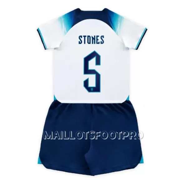 Maillot Angleterre John Stones 5 Enfant Domicile Coupe du Monde 2022