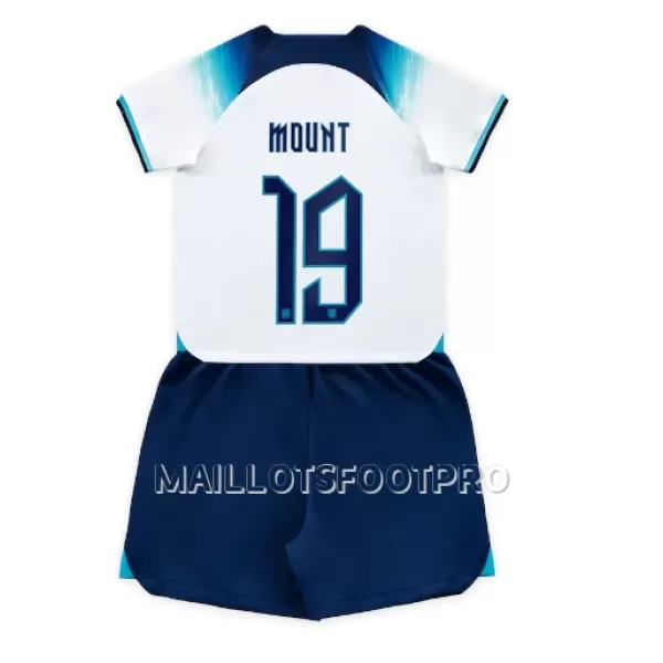 Maillot Angleterre Mason Mount 19 Enfant Domicile Coupe du Monde 2022