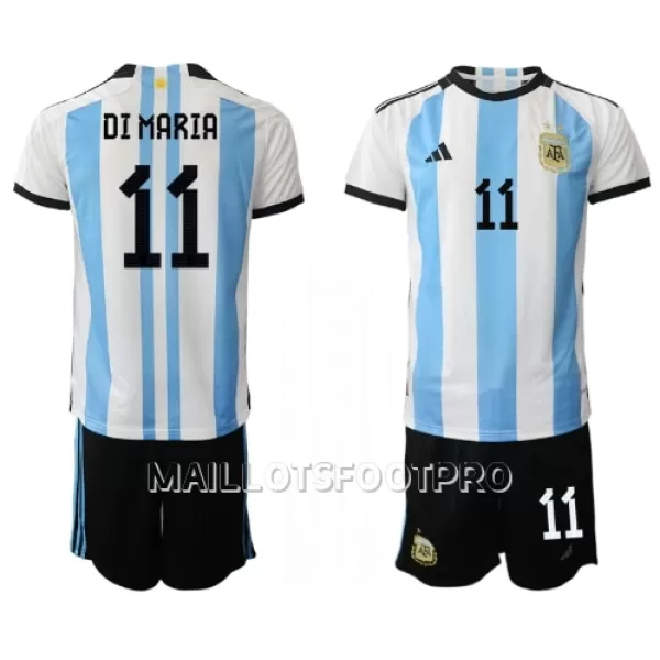 Maillot Argentine Angel Di Maria 11 Enfant Domicile Coupe du Monde 2022