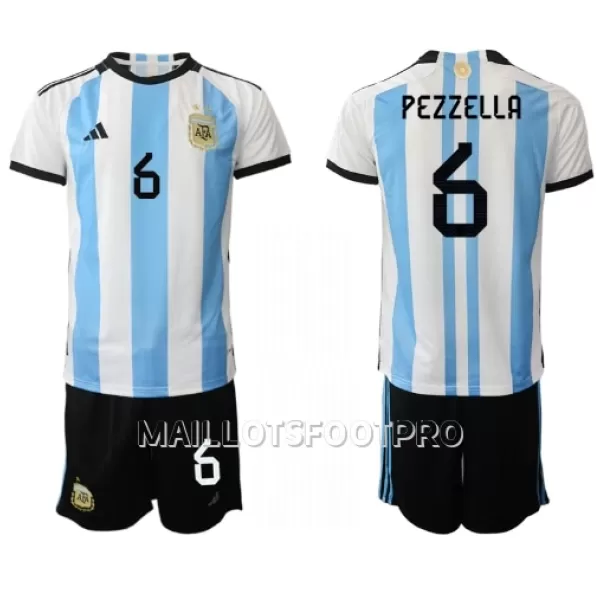 Maillot Argentine German Pezzella 6 Enfant Domicile Coupe du Monde 2022