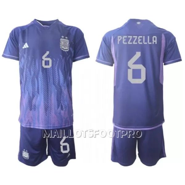 Maillot Argentine German Pezzella 6 Enfant Extérieur Coupe du Monde 2022