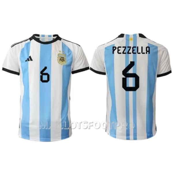 Maillot Argentine German Pezzella 6 Homme Domicile Coupe du Monde 2022