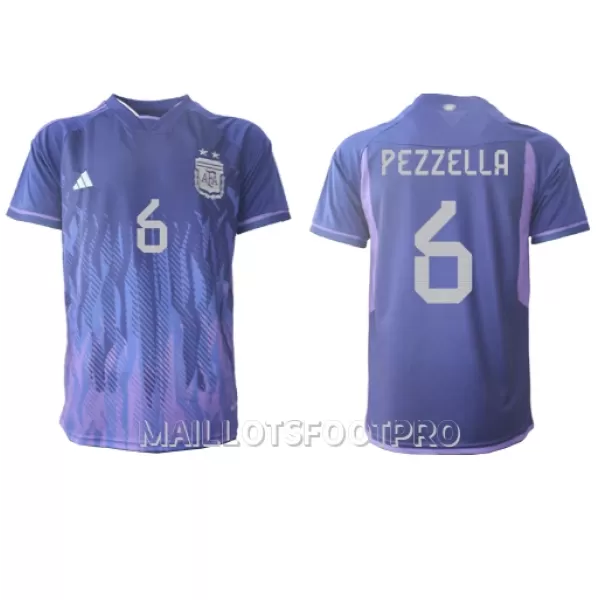 Maillot Argentine German Pezzella 6 Homme Extérieur Coupe du Monde 2022