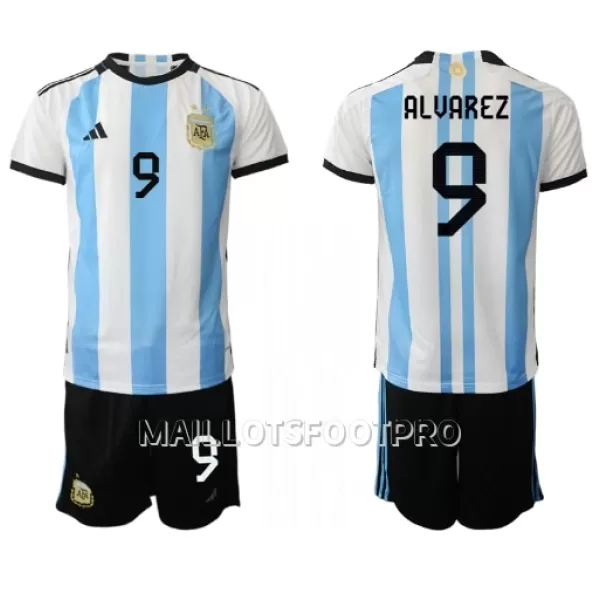 Maillot Argentine Julian Alvarez 9 Enfant Domicile Coupe du Monde 2022