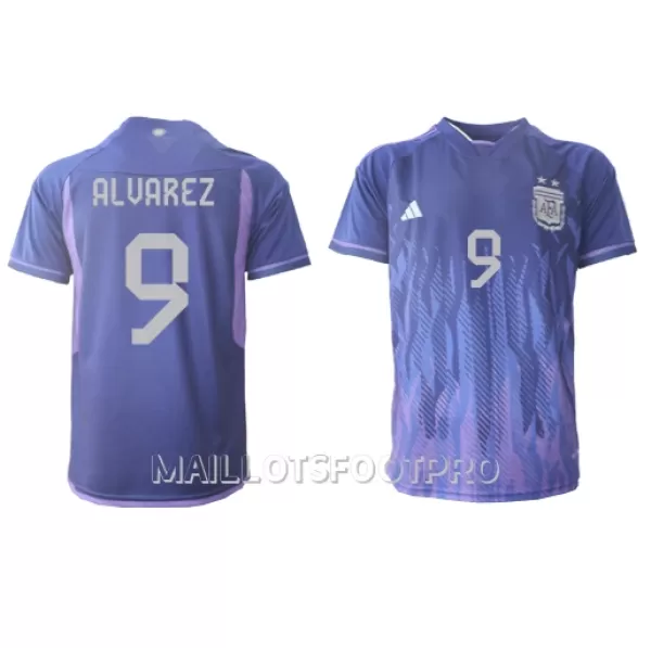 Maillot Argentine Julian Alvarez 9 Homme Extérieur Coupe du Monde 2022