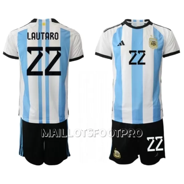 Maillot Argentine Lautaro Martinez 22 Enfant Domicile Coupe du Monde 2022