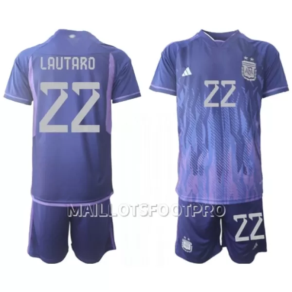 Maillot Argentine Lautaro Martinez 22 Enfant Extérieur Coupe du Monde 2022