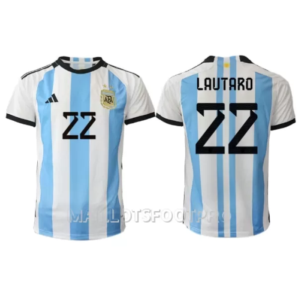 Maillot Argentine Lautaro Martinez 22 Homme Domicile Coupe du Monde 2022