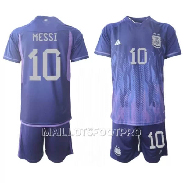 Maillot Argentine Lionel Messi 10 Enfant Extérieur Coupe du Monde 2022