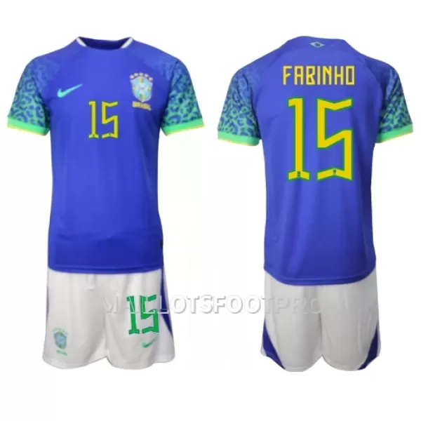 Maillot Brésil Fabinho 15 Enfant Extérieur Coupe du Monde 2022