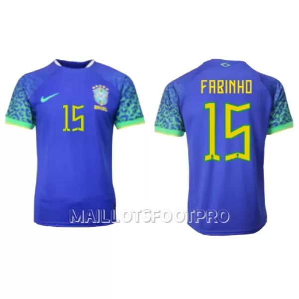 Maillot Brésil Fabinho 15 Homme Extérieur Coupe du Monde 2022