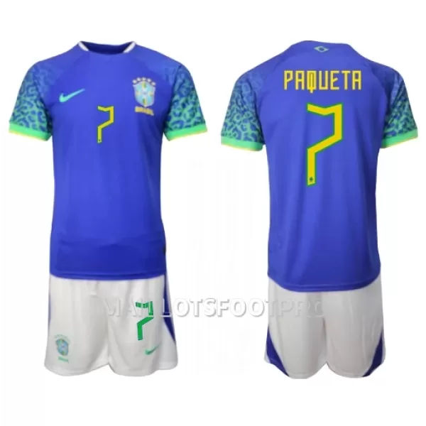 Maillot Brésil Lucas Paqueta 7 Enfant Extérieur Coupe du Monde 2022