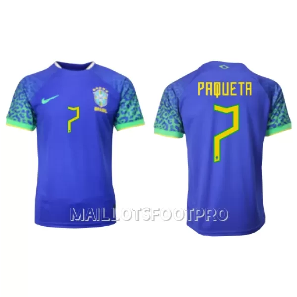 Maillot Brésil Lucas Paqueta 7 Homme Extérieur Coupe du Monde 2022