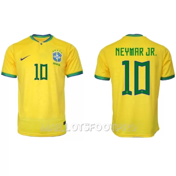 Maillot Brésil Neymar Jr 10 Homme Domicile Coupe du Monde 2022