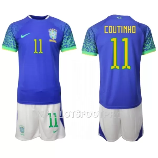 Maillot Brésil Philippe Coutinho 11 Enfant Extérieur Coupe du Monde 2022