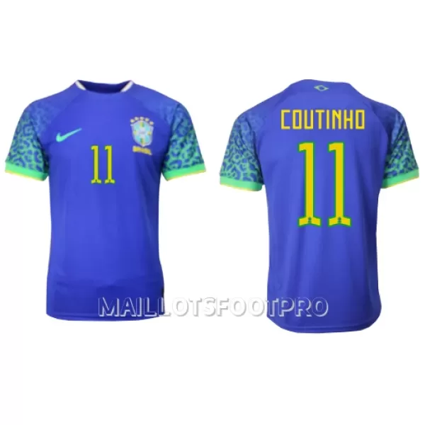 Maillot Brésil Philippe Coutinho 11 Homme Extérieur Coupe du Monde 2022