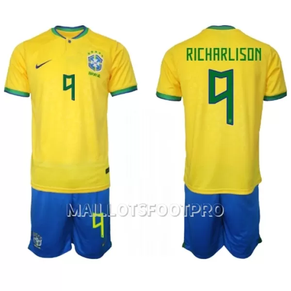 Maillot Brésil Richarlison 9 Enfant Domicile Coupe du Monde 2022