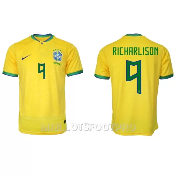 Maillot Brésil Richarlison 9 Homme Domicile Coupe du Monde 2022