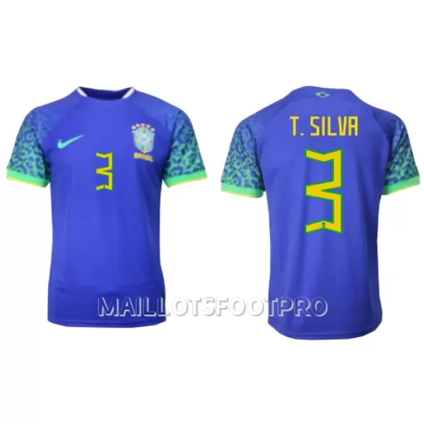 Maillot Brésil Thiago Silva 3 Homme Extérieur Coupe du Monde 2022